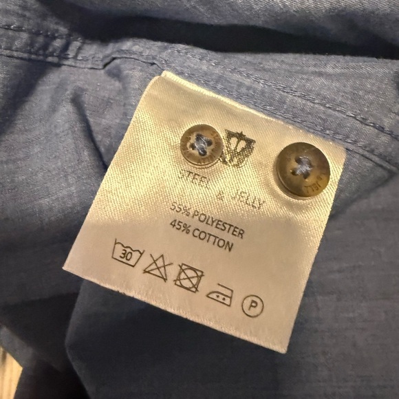 Steel & Jelly London Casual Blue Button Down Shirt with Classic Collar - Picture 4 of 8